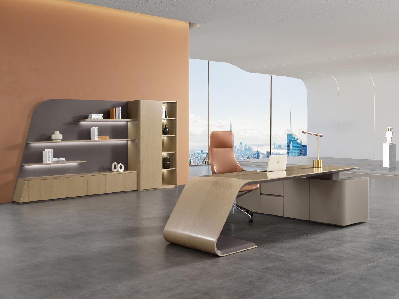 班台+背柜开放式