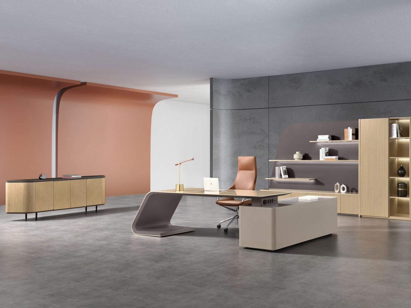 班台+开放式背柜+地柜